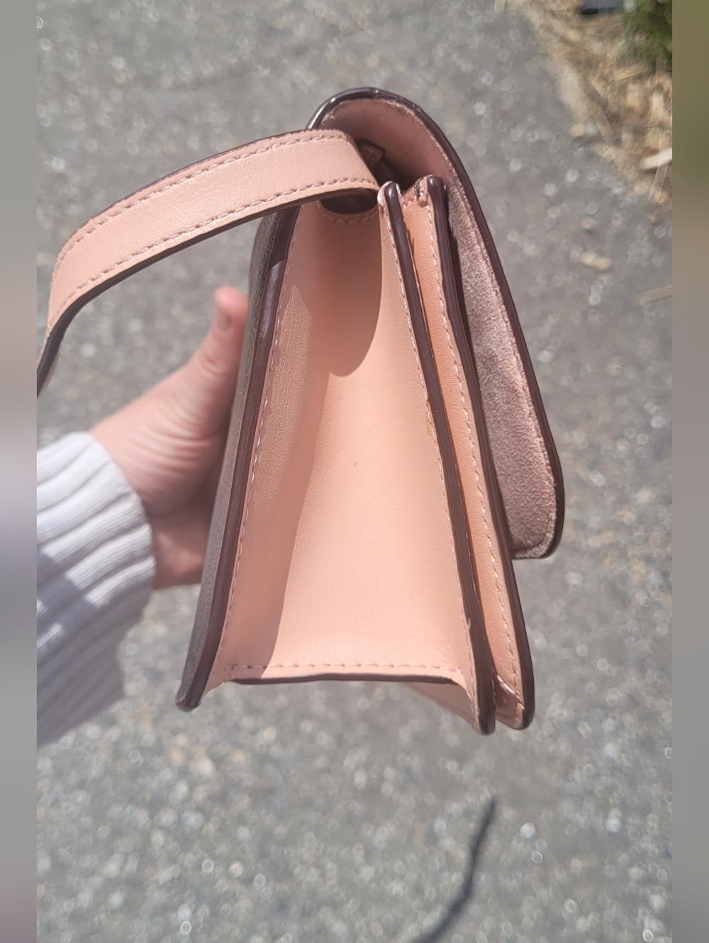 Coach Brown Signature Crossbody with Pink Strap - Picture 8 of 10